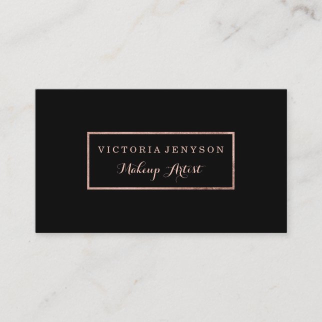 Modern faux rose gold frame simple Makeup artist Business Card (Front)