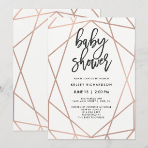 Modern Faux Rose Gold Geometric Baby Shower Invitation