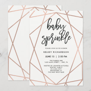 Modern Faux Rose Gold Geometric   Baby Sprinkle Invitation