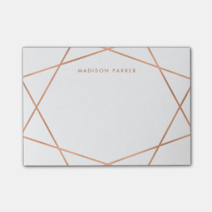 Modern Faux Rose Gold Geometric Post-it Notes