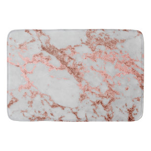 Modern faux rose gold glitter marble texture image bath mat