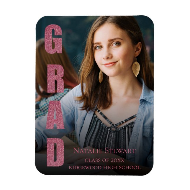 Modern Faux Rose Gold Graduation Announcement Magnet (Vertical)
