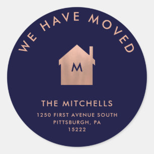 Modern Faux Rose Gold House   New Address Classic Round Sticker