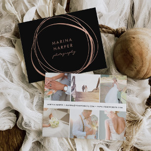 Modern Faux Rose Gold Logo Postcard