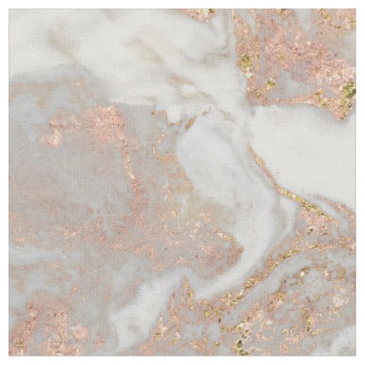 Modern Faux Rose Gold Marble Swirl Chic Fabric