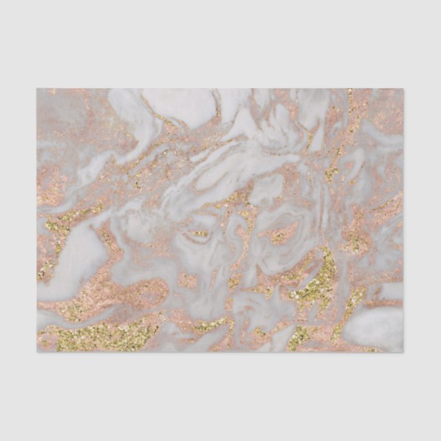 Modern Faux Rose Gold Marble Swirl Chic Tissue Paper (Front)