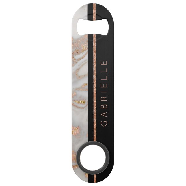 Modern Faux Rose Gold Marble Swirl Monogram (Front)