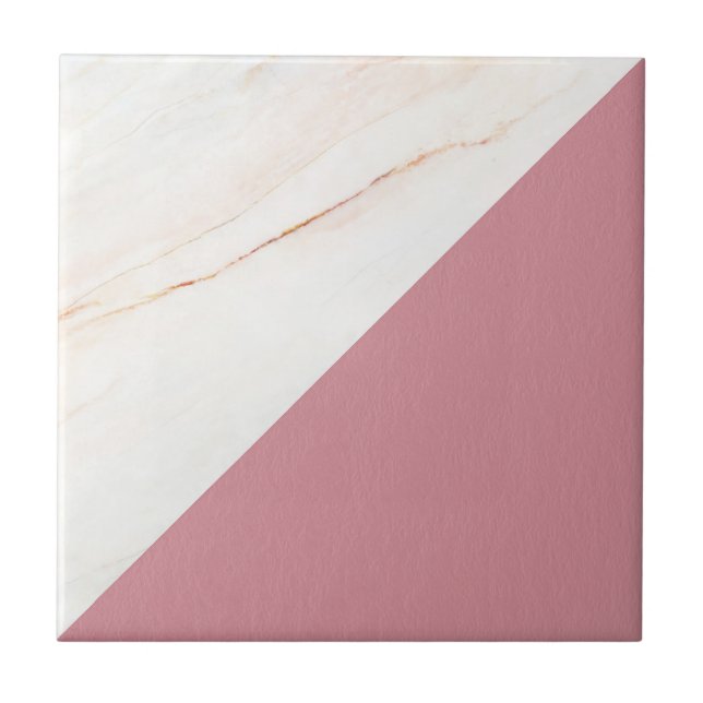 Modern Faux Rose Gold Marble Tile (Front)