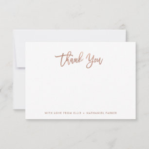 Modern Faux Rose Gold Script Thank You Card