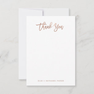 Modern Faux Rose Gold Script Thank You Card