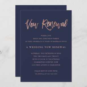 Modern Faux Rose Gold Wedding Vow Renewal Invitation