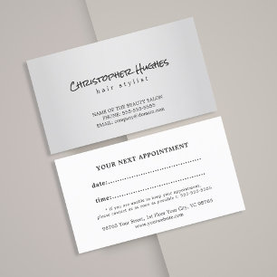 Modern Faux Silver Hair Stylist Appointment Card