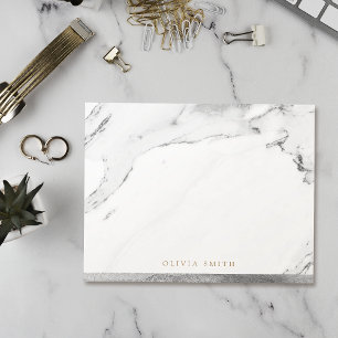 Modern faux silver marble personalised Stationery Thank You Card