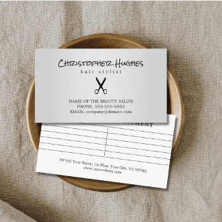 Modern Faux Silver Scissor Hair Appoitnment Appointment Card
