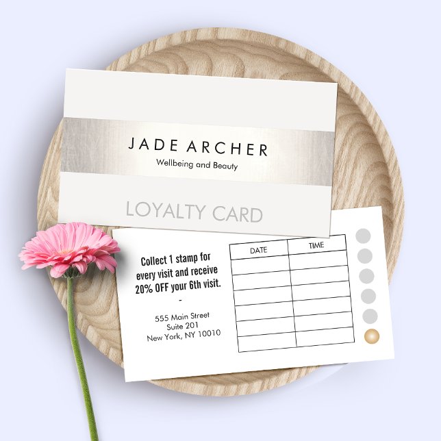 Modern FAUX Silver Striped Customer Loyalty Card (Creator Uploaded)