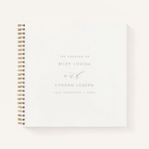 Modern Faux-Textured Ivory Elegant Guest Book