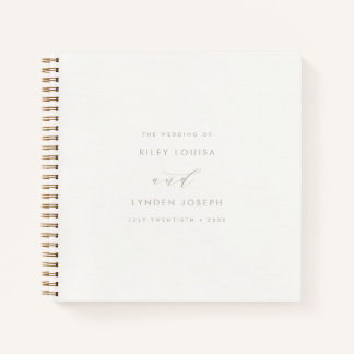 Modern Faux-Textured Ivory Elegant Guest Book