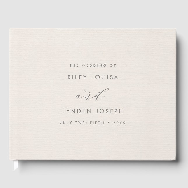 Modern Faux-Textured Pink Paper Elegant Wedding Guest Book (Front)