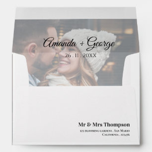 Modern Faux Vellum Effect Photo Elegant Wedding Envelope