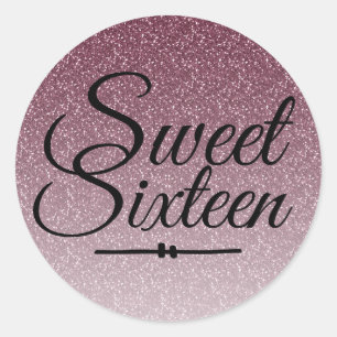 Modern faux wine purple glitter ombre Sweet 16 Classic Round Sticker