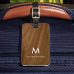 Modern Faux Wood Monogram Luggage Tag<br><div class="desc">A stylish printed monogram rustic faux wood designed luggage tag. Please note,  this design uses printed wood image. Actual wood is not used in the making of this product.</div>