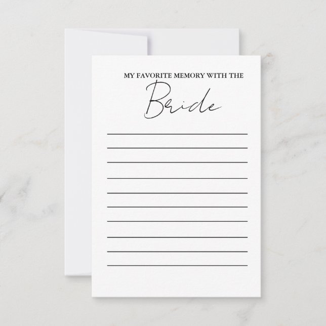Modern Favourite memory with the bride game card (Front)