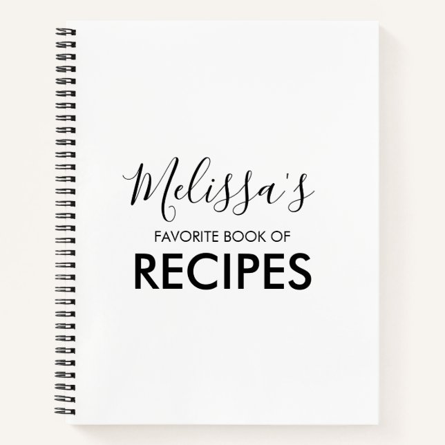 Modern Favourite Recipe Cookbook | White Notebook (Front)