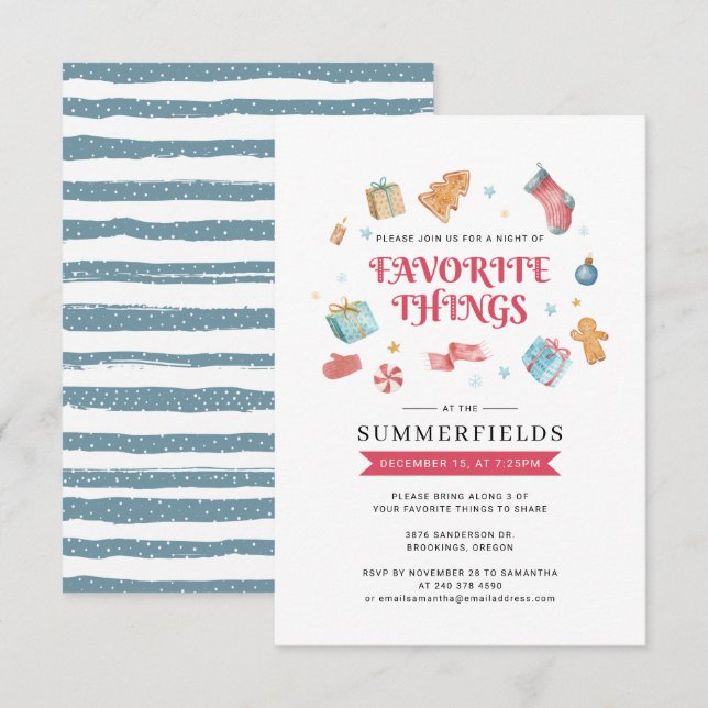 Modern Favourite Things Christmas Holidays Invitation (Front/Back)