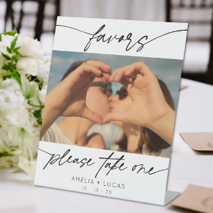 Modern Favours Calligraphy Script Photo  Pedestal Sign