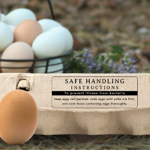 Modern FDA Egg Carton Safe Handling Instructions Rubber Stamp