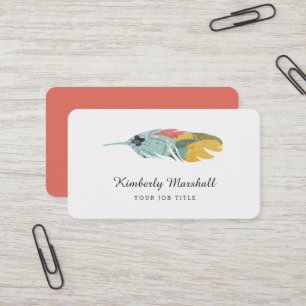Modern Feather Business Cards / Melon