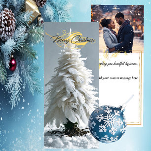 Modern Feather Christmas Tree   Photo Holiday Card