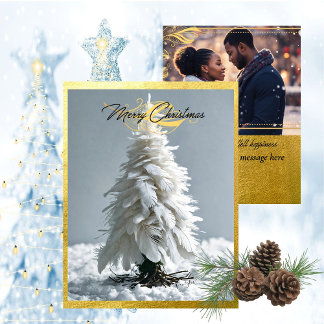 Modern Feather Christmas Tree | Photo Holiday Card