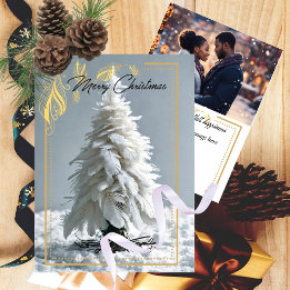 Modern Feather Christmas Tree | Photo Holiday Card