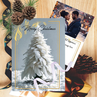 Modern Feather Christmas Tree | Photo Holiday Card