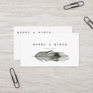 Modern Feather Watercolor Business Card