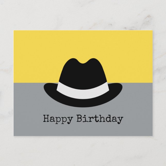 Modern Fedora Colorblock  Birthday Postcard (Front)