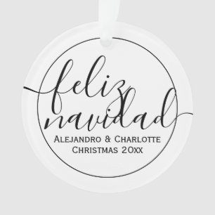 Modern Feliz Navidad Christmas Personalised Photo Ornament