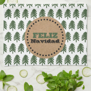 Modern FELIZ NAVIDAD Christmas Tree Tea Towel