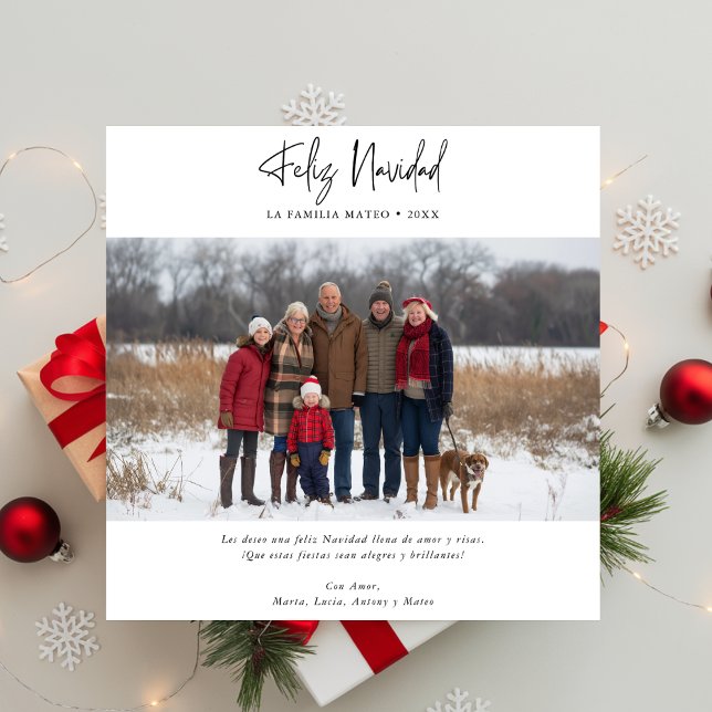 Modern Feliz Navidad Family Photo Christmas Red Holiday Card (Creator Uploaded)