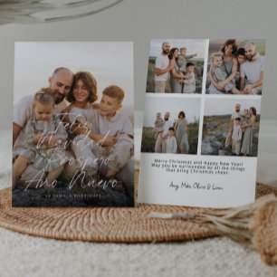 Modern Feliz Navidad Full Photo Script Christmas Holiday Card