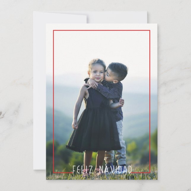 Modern Feliz Navidad holiday photo card overlay (Front)