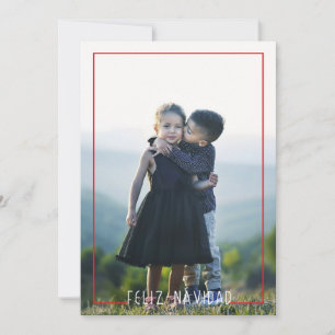 Modern Feliz Navidad holiday photo card overlay