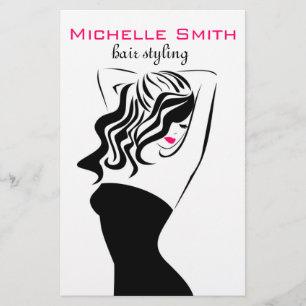 Modern feminine black and pink Trendy Hair Salon Flyer
