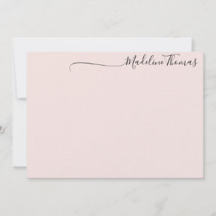 Modern Feminine Black Pink Script Calligraphy name Card