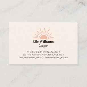 Modern Feminine Blush Pink Trendy Boho Sun Business Card