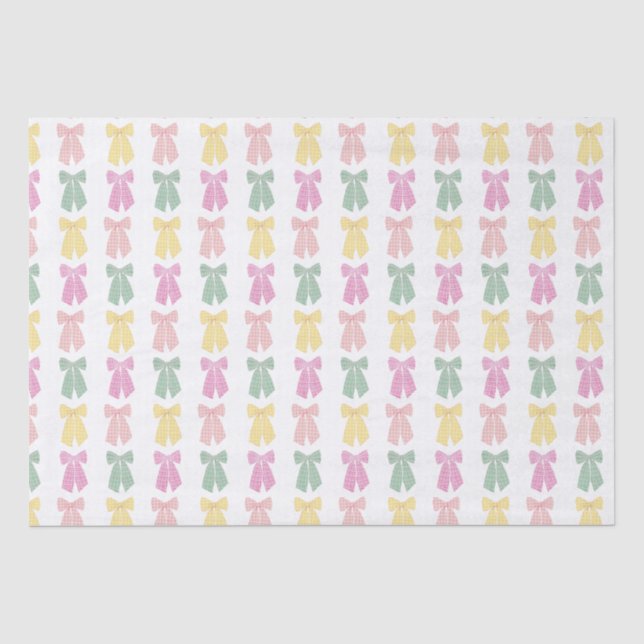 Modern Feminine Coquette Hair Bow Pattern Tissue Paper (Front)