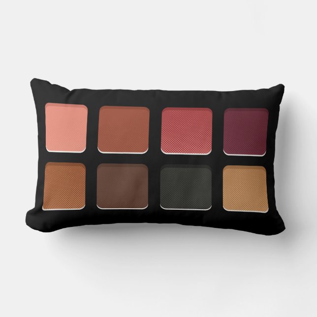 Modern Feminine Dark Warm Brown Makeup Pallete Lumbar Cushion (Front)