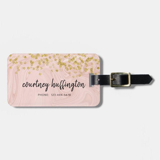 Modern & Feminine Girly Girl Bling Luggage Tag (Front Horizontal)