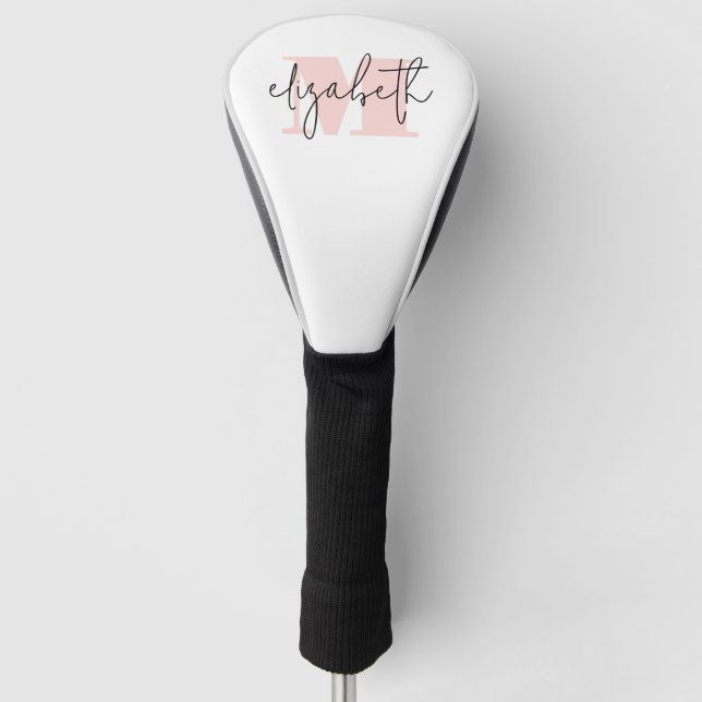 Modern Feminine Monogram Custom Golf Head Cover (Front)